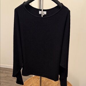 Velvet by Graham & Spencer Black Ribbed Dolman Style Long Sleeve Top Size XL